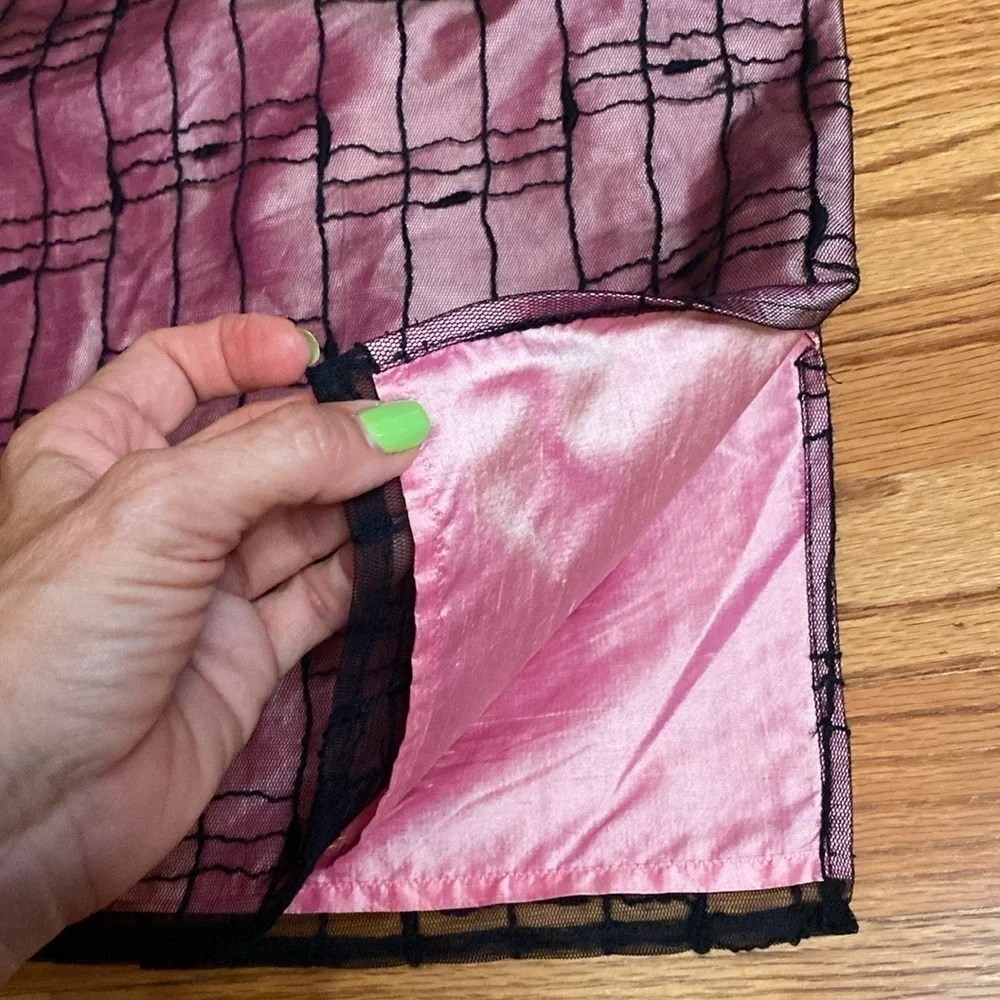 Classiques Entier raspberry pink black net overlay sexy Silk Pencil Skirt sz 6